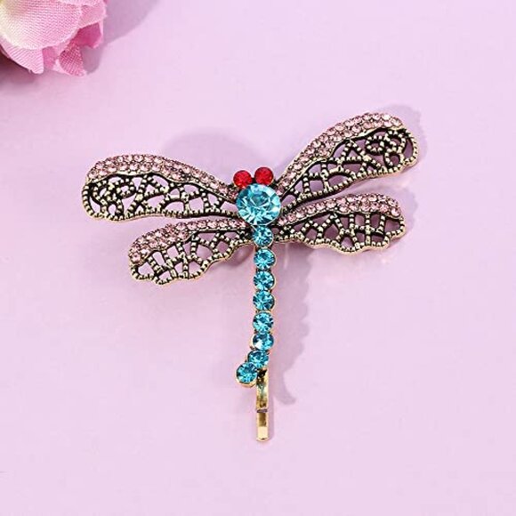 Dragonfly Hair Clip Halloween Costume Accessory Alloy Lightweight 2.2in - Picture 7 of 8